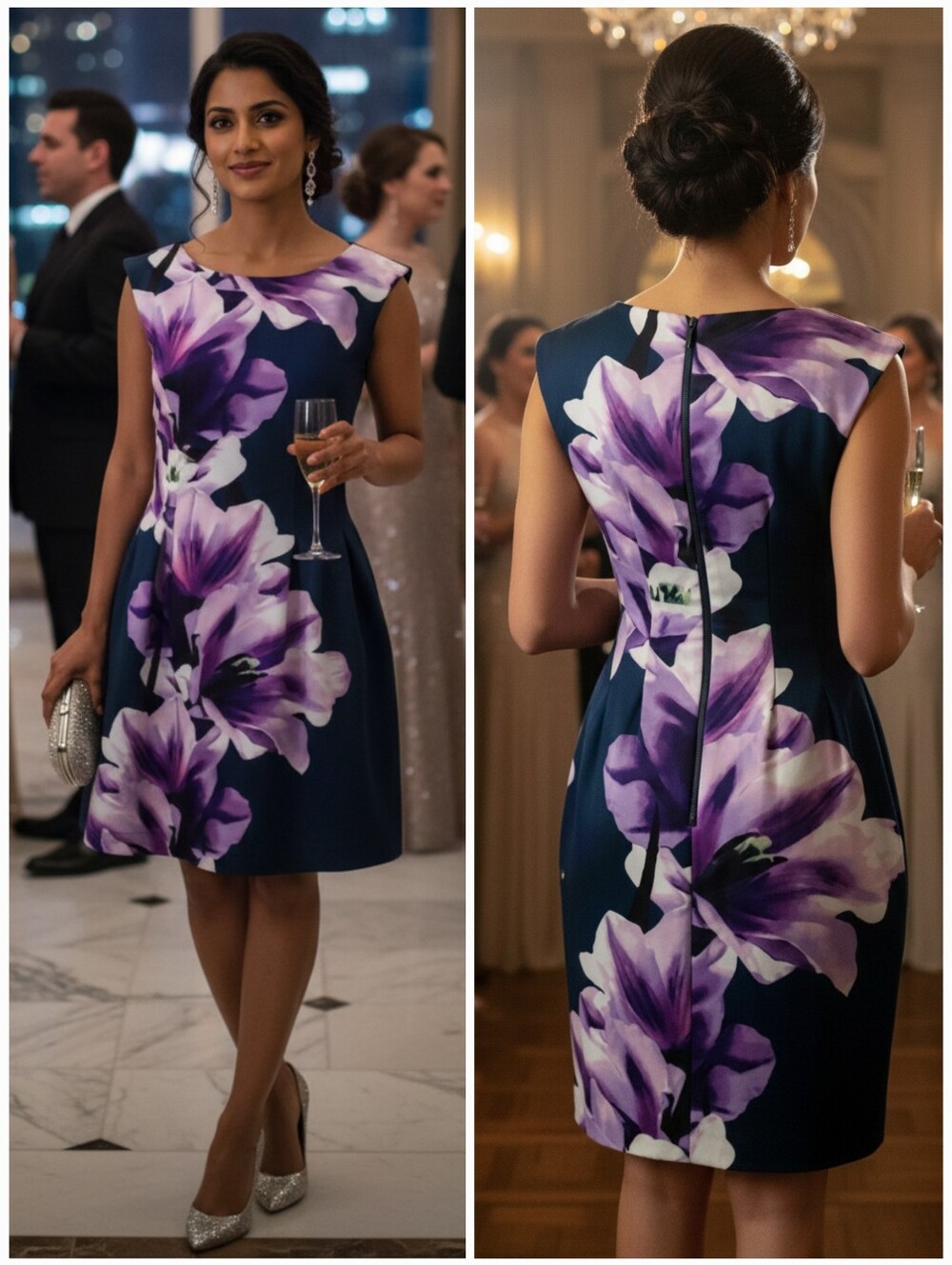 Vince Camuto Garden Floral A Line Dress Size 2 Dark Romantic Wedding Guest